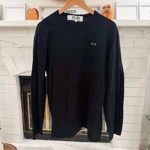 Comme des Garcons Play Black Emblem Cotton Long Sleeve Tee